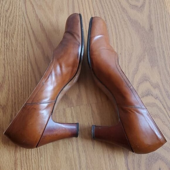 Vintage Delman Leather Heels Shoes Pumps Brown Women's WOMAN'S Size 9½ AA - Picture 6 of 13